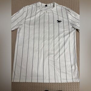 SHEIN White and Black Striped Men's Jersey